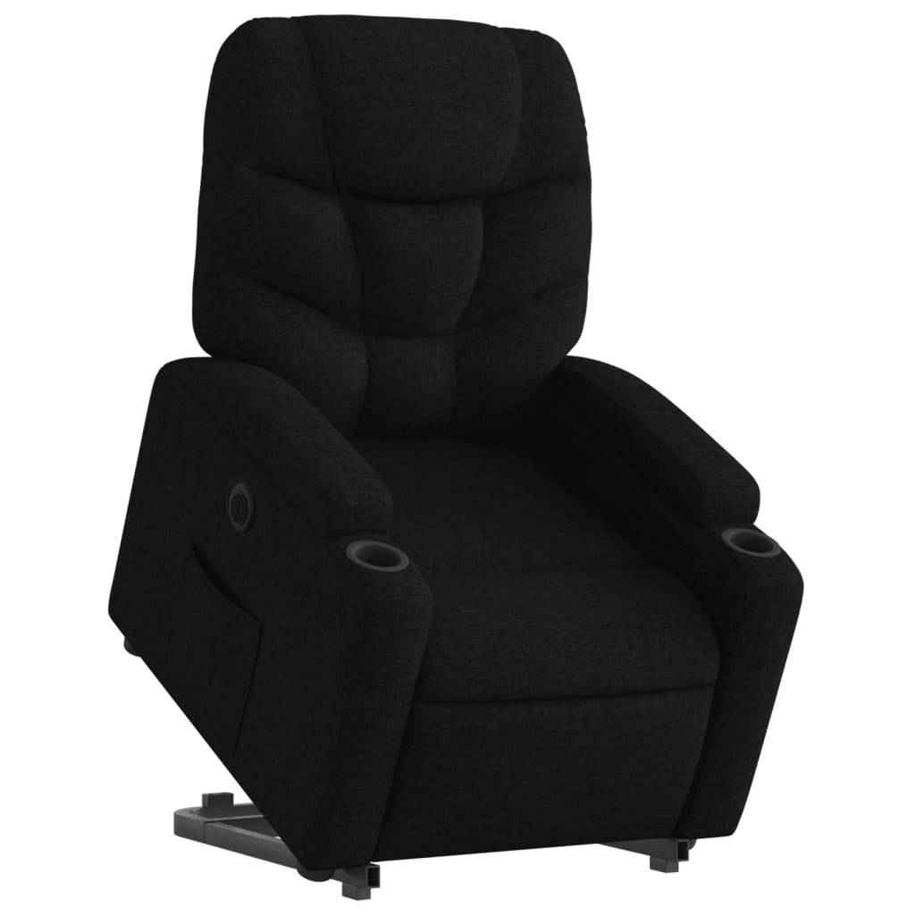 vidaXL Fotoliu electric rabatabil cu ridicare, negru, textil
