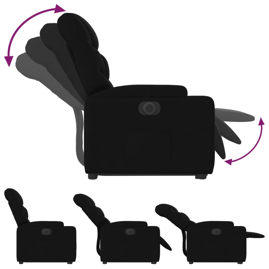 vidaXL Fotoliu electric rabatabil cu ridicare, negru, textil