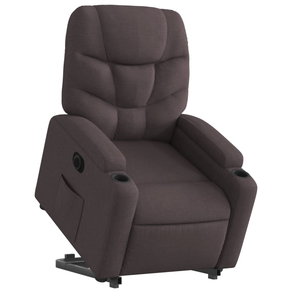 vidaXL Fotoliu electric rabatabil cu ridicare, maro închis, textil