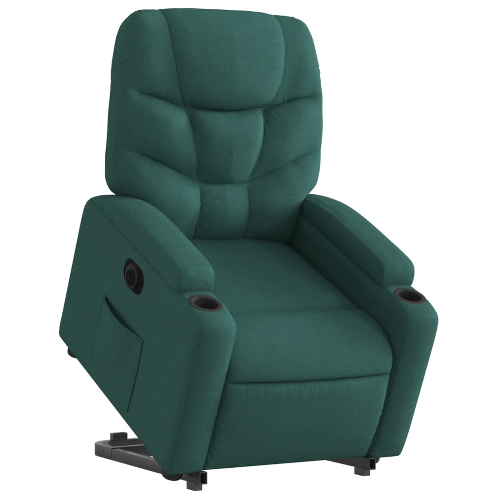 vidaXL Fotoliu electric rabatabil cu ridicare, verde închis, textil