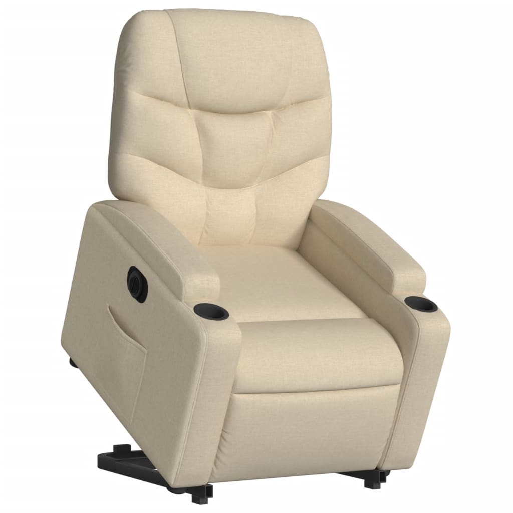 vidaXL Fotoliu electric rabatabil cu ridicare, crem, textil