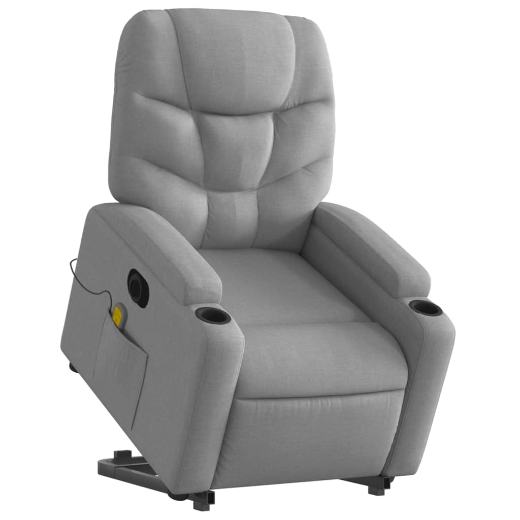 vidaXL Fotoliu electric masaj rabatabil cu ridicare, gri închis textil