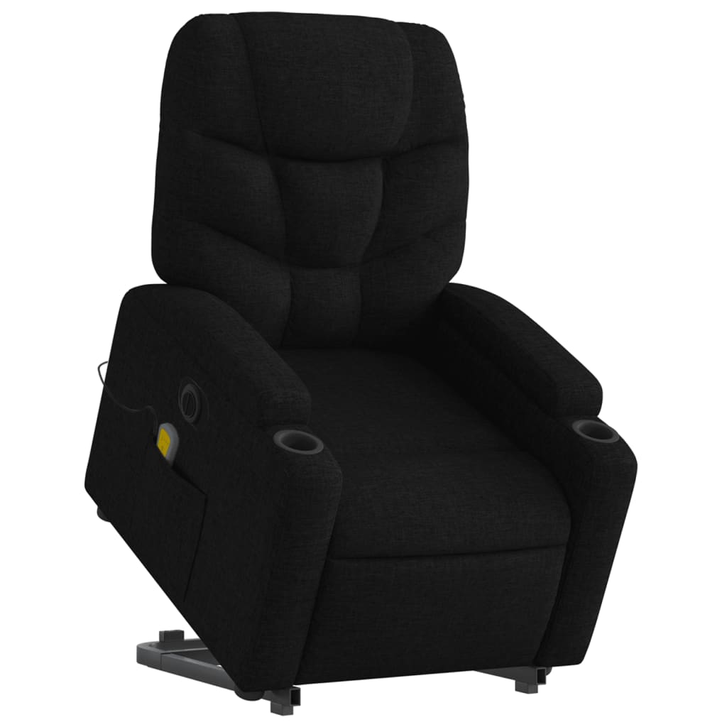 vidaXL Fotoliu electric de masaj rabatabil cu ridicare, negru, textil