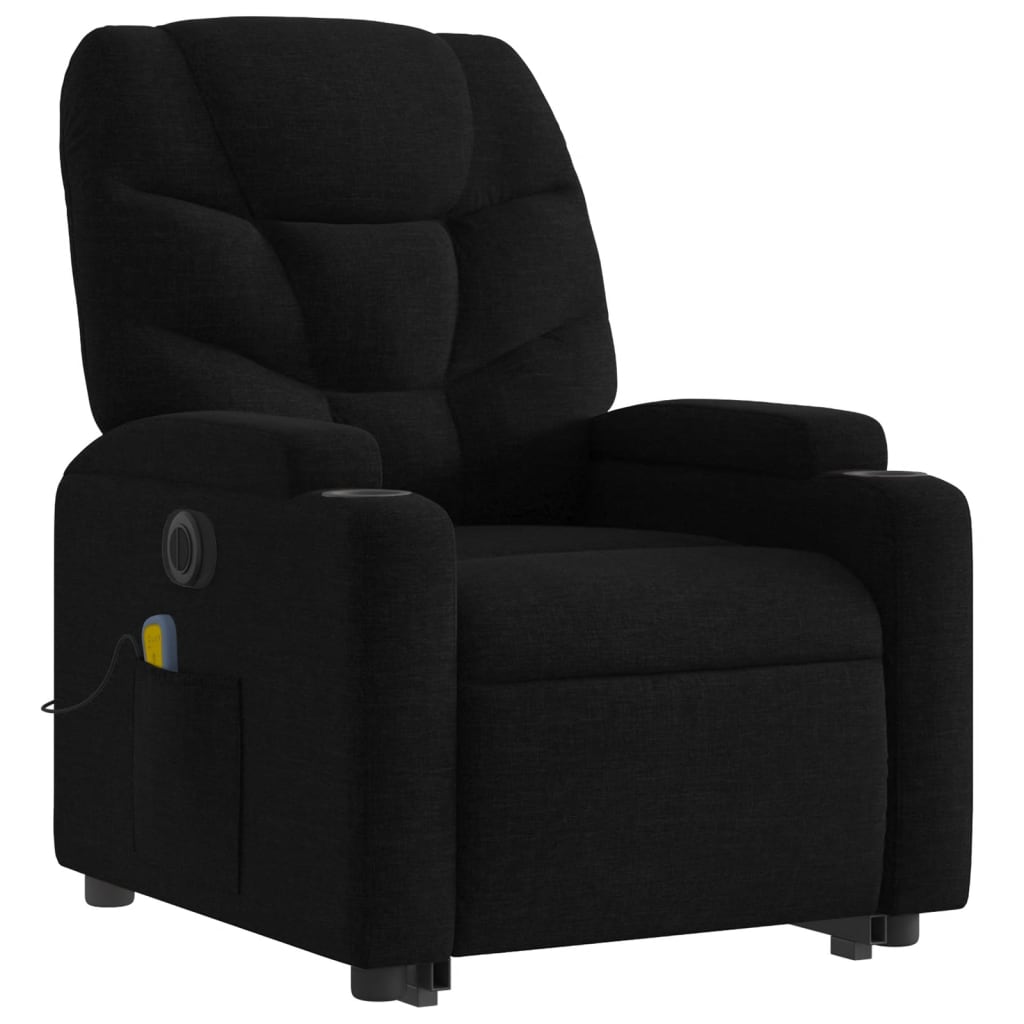 vidaXL Fotoliu electric de masaj rabatabil cu ridicare, negru, textil