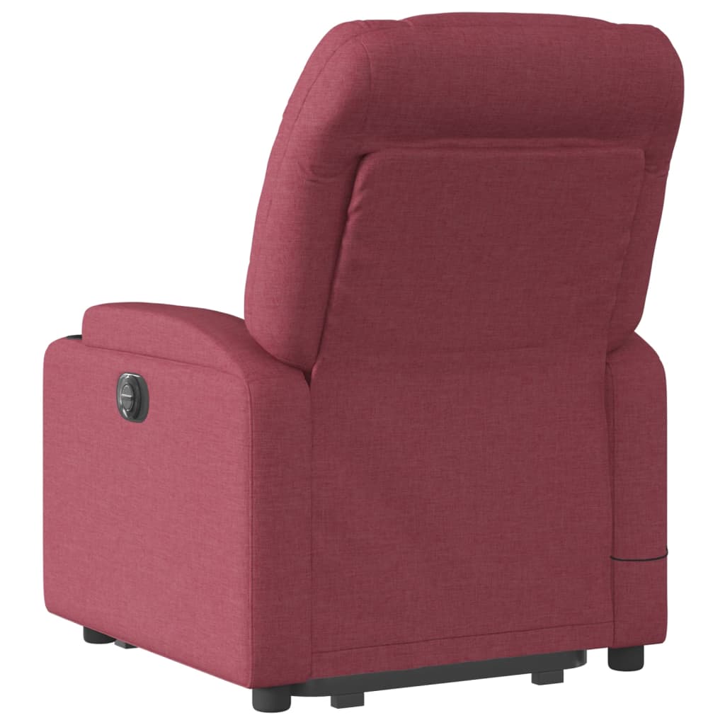 vidaXL Fotoliu de masaj electric rabatabil cu ridicare roșu vin textil