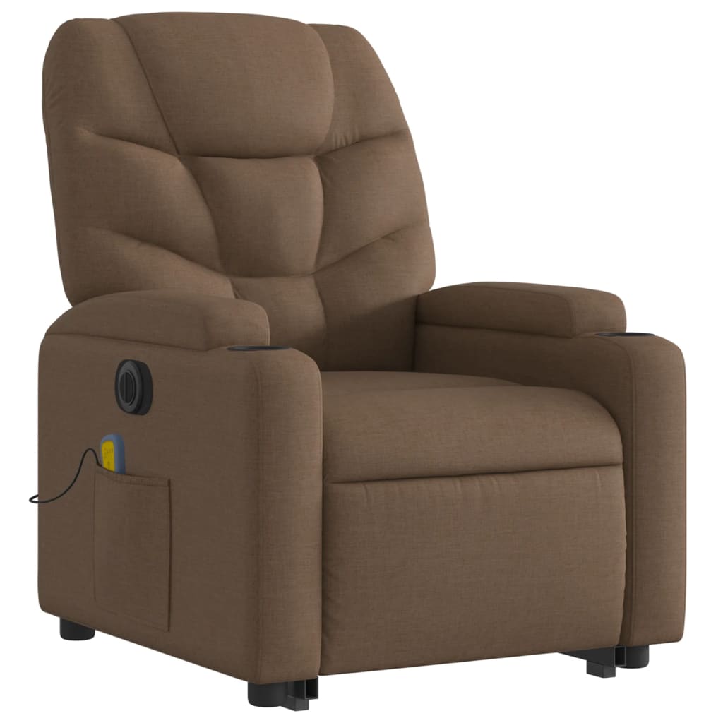 vidaXL Fotoliu electric de masaj rabatabil cu ridicare, maro, textil
