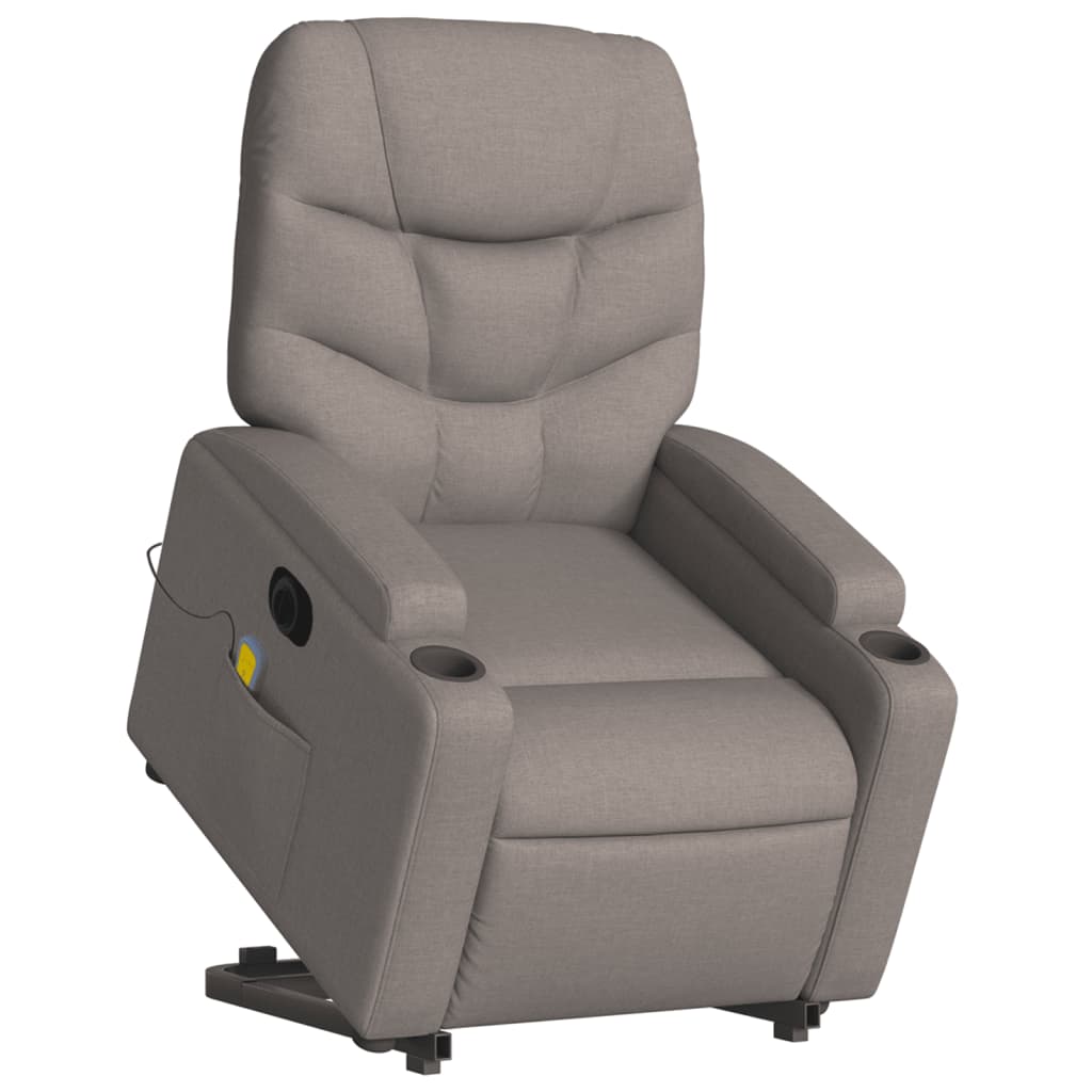 vidaXL Fotoliu electric masaj rabatabil cu ridicare, gri taupe, textil