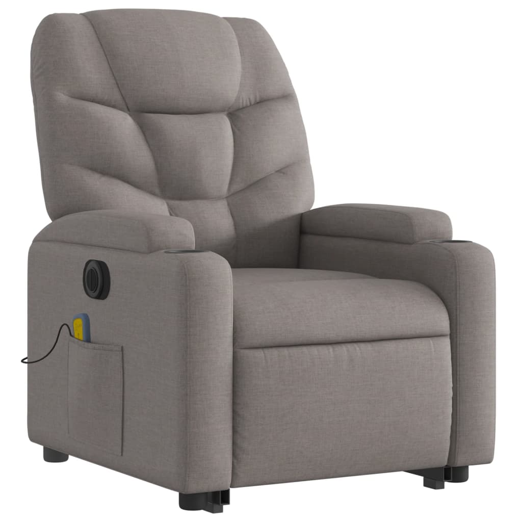 vidaXL Fotoliu electric masaj rabatabil cu ridicare, gri taupe, textil