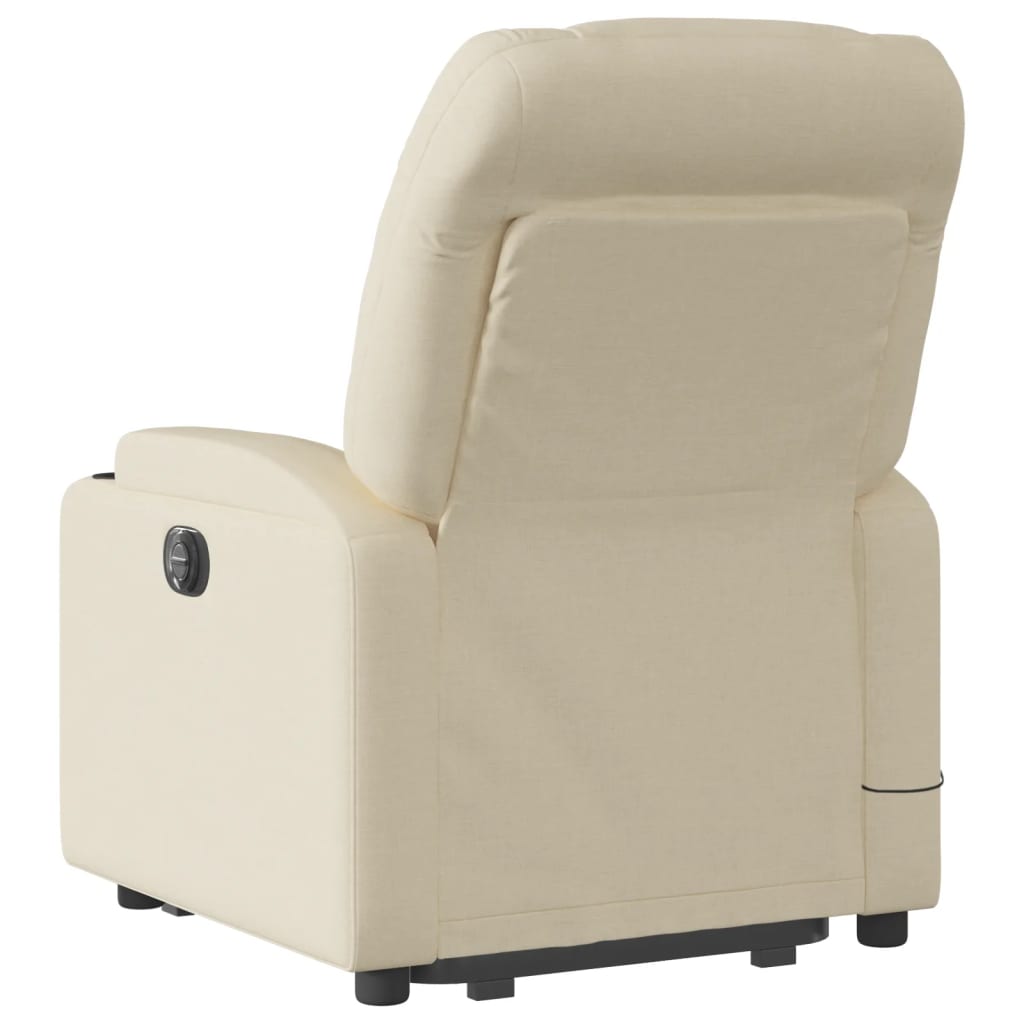 vidaXL Fotoliu electric de masaj rabatabil cu ridicare, crem, textil vidaXL Fotoliu electric de masaj rabatabil cu ridicare, crem, textil