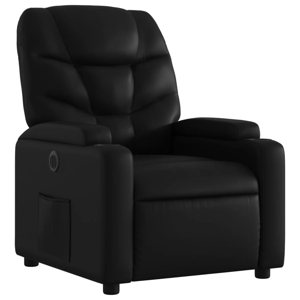 vidaXL Fotoliu rabatabil electric, negru, piele ecologică
