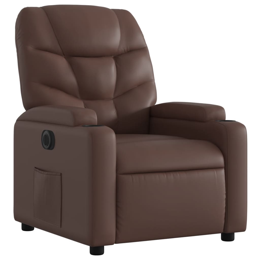 vidaXL Fotoliu rabatabil electric, maro, piele ecologică