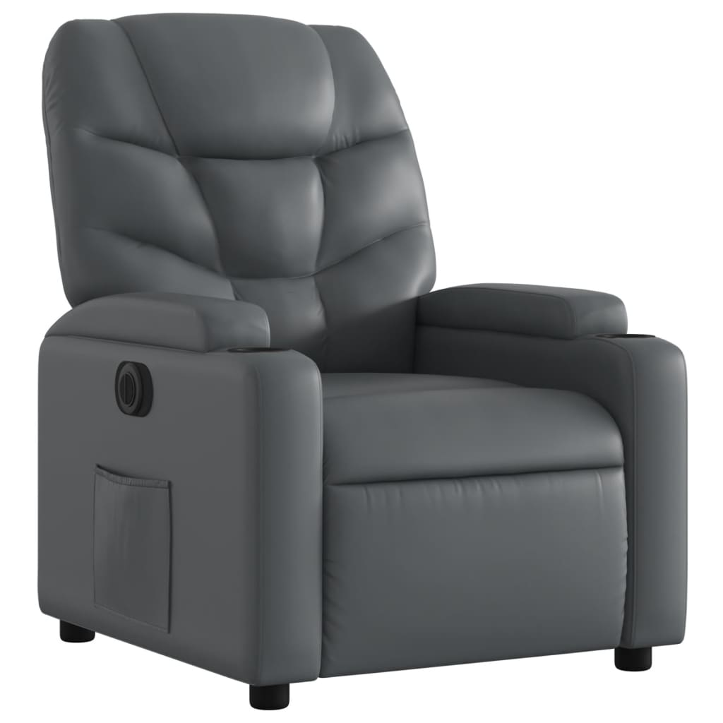 vidaXL Fotoliu rabatabil electric, gri, piele ecologică