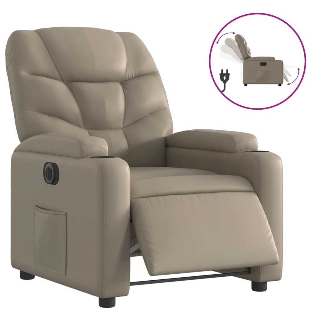 vidaXL Fotoliu rabatabil electric, cappuccino, piele ecologică