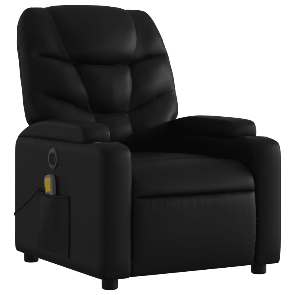 vidaXL Fotoliu electric de masaj rabatabil, negru, piele ecologică vidaXL Fotoliu electric de masaj rabatabil, negru, piele ecologică