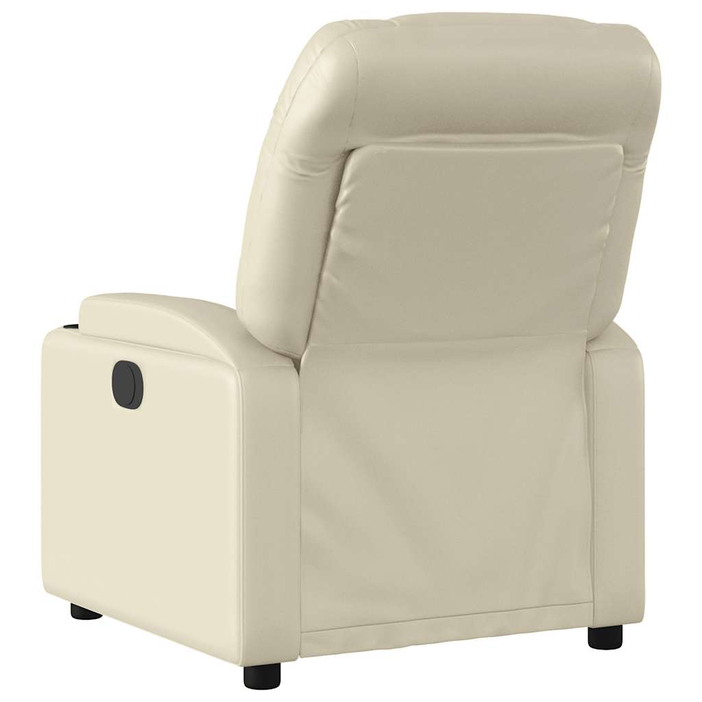 vidaXL Fotoliu electric de masaj rabatabil, crem, piele ecologică
