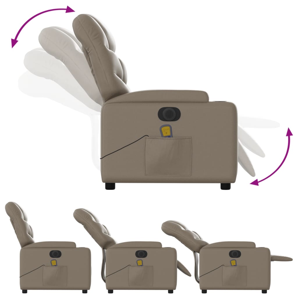 vidaXL Fotoliu electric masaj rabatabil, cappuccino, piele ecologică