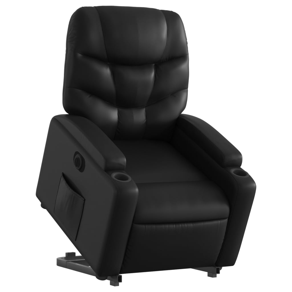 vidaXL Fotoliu rabatabil electric cu ridicare, negru, piele ecologică