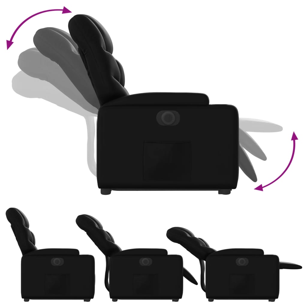 vidaXL Fotoliu rabatabil electric cu ridicare, negru, piele ecologică
