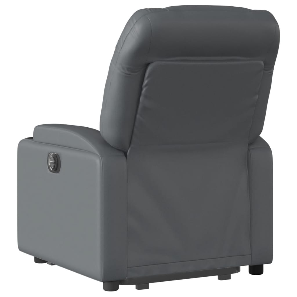 vidaXL Fotoliu rabatabil electric cu ridicare, gri, piele ecologică