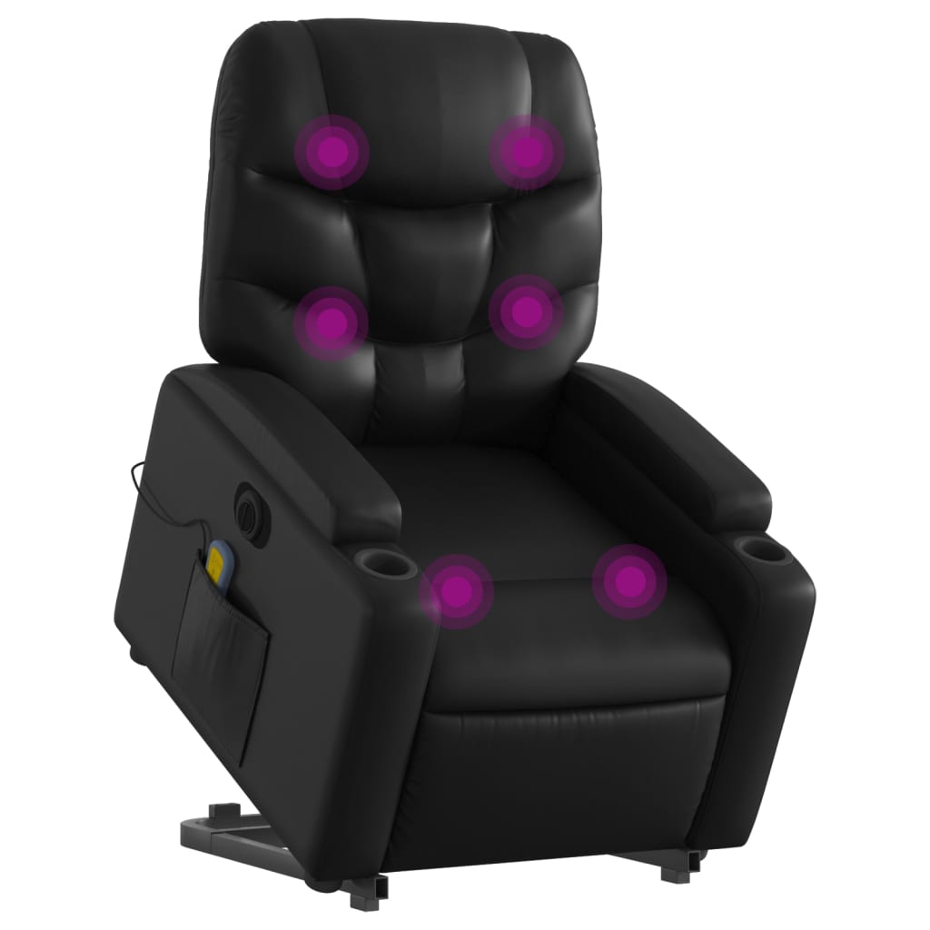 vidaXL Fotoliu electric masaj rabatabil cu ridicare, negru