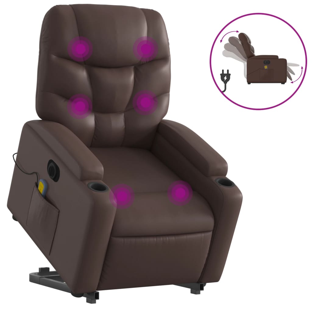 vidaXL Fotoliu electric masaj rabatabil cu ridicare, maro