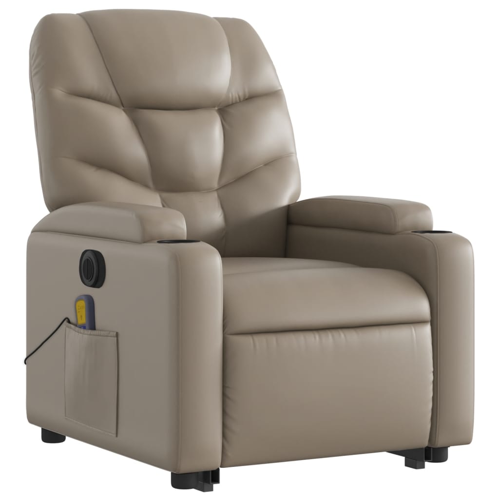 vidaXL Fotoliu electric masaj rabatabil cu ridicare, cappuccino
