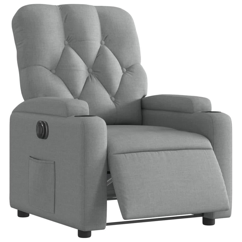vidaXL Fotoliu rabatabil electric, gri deschis, textil