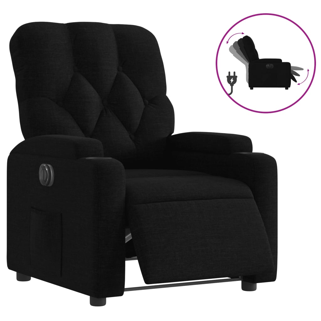 vidaXL Fotoliu rabatabil electric, negru, material textil