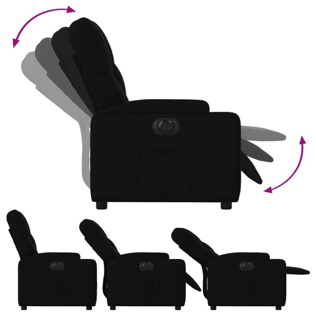 vidaXL Fotoliu rabatabil electric, negru, material textil