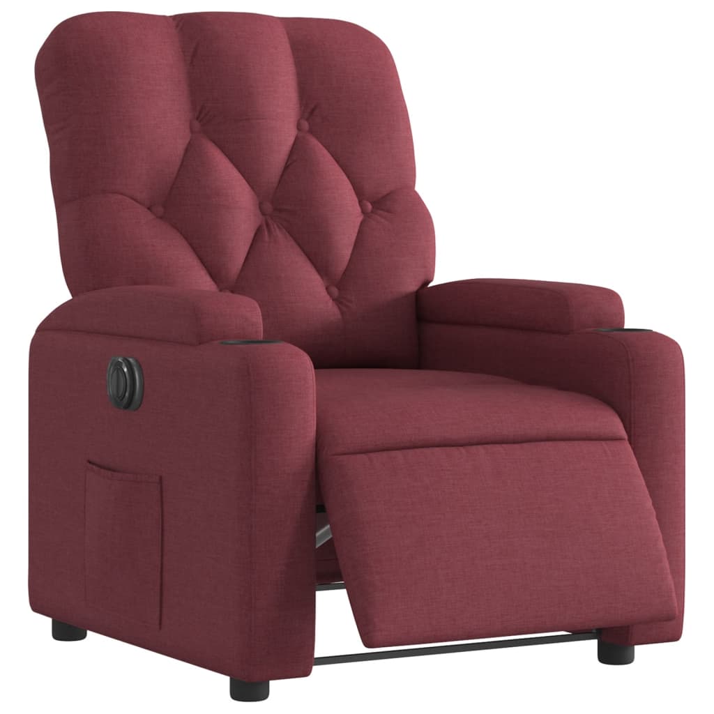vidaXL Fotoliu rabatabil electric, roșu vin, material textil