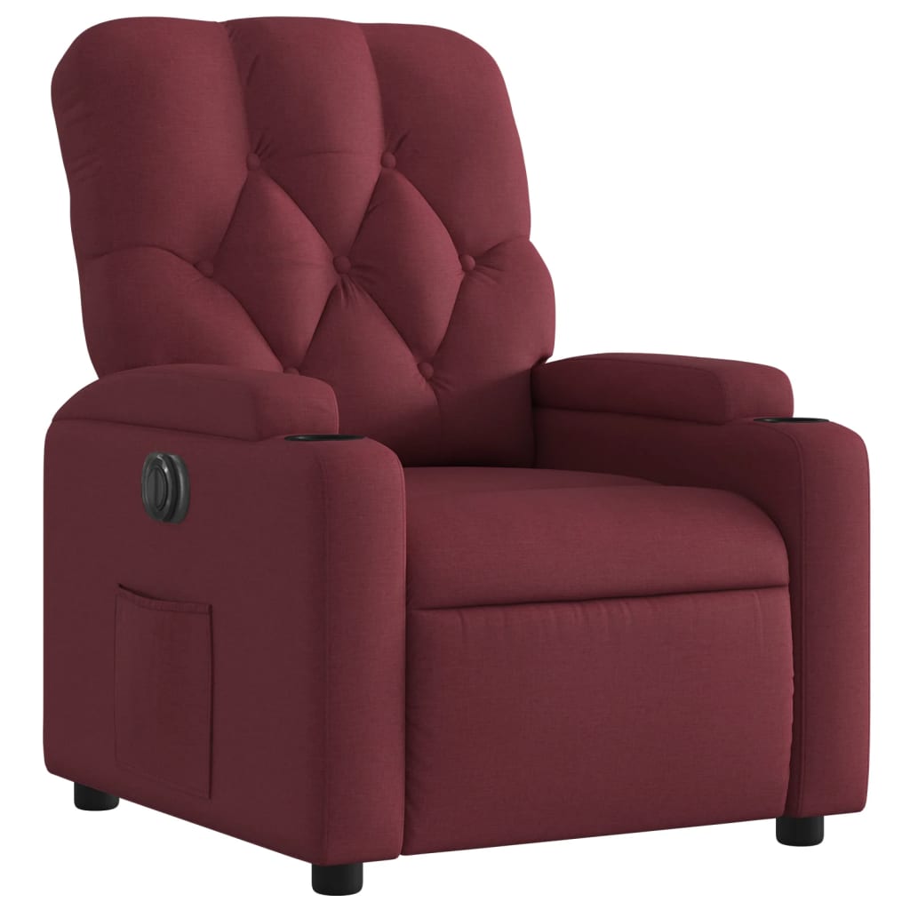 vidaXL Fotoliu rabatabil electric, roșu vin, material textil