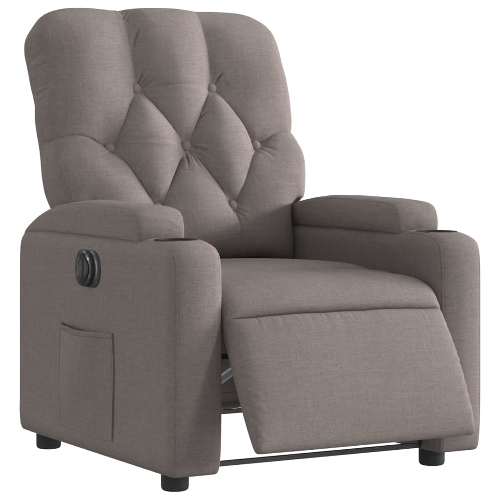 vidaXL Fotoliu rabatabil electric, gri taupe, material textil