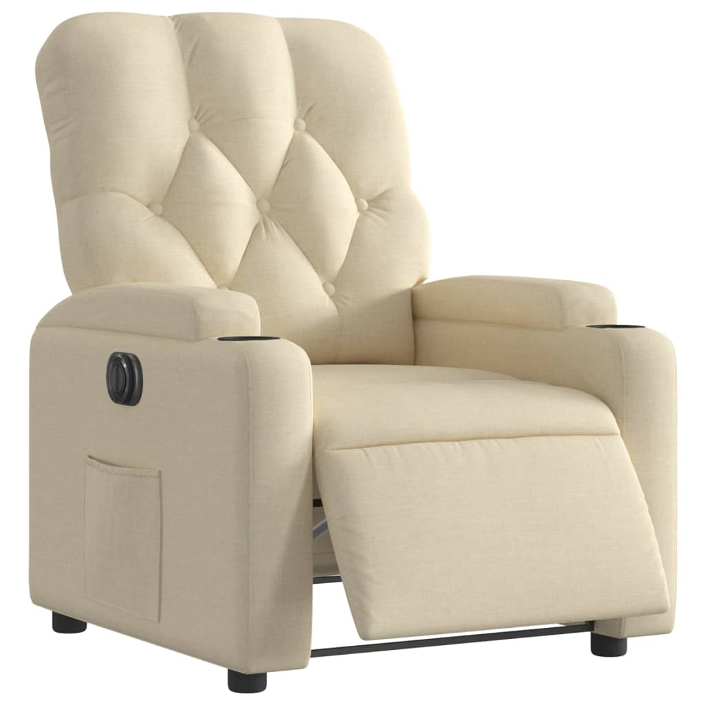 vidaXL Fotoliu rabatabil electric, crem, material textil