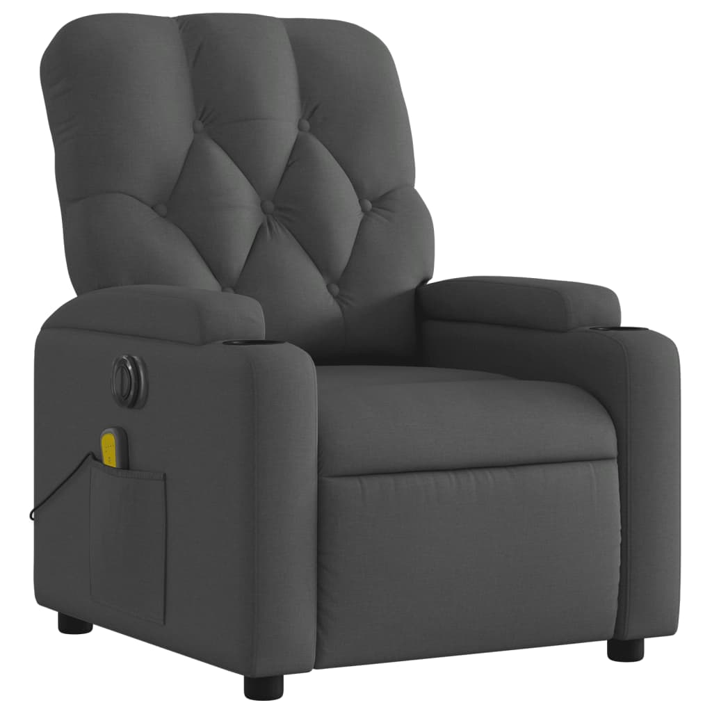 vidaXL Fotoliu electric de masaj rabatabil, gri închis, textil
