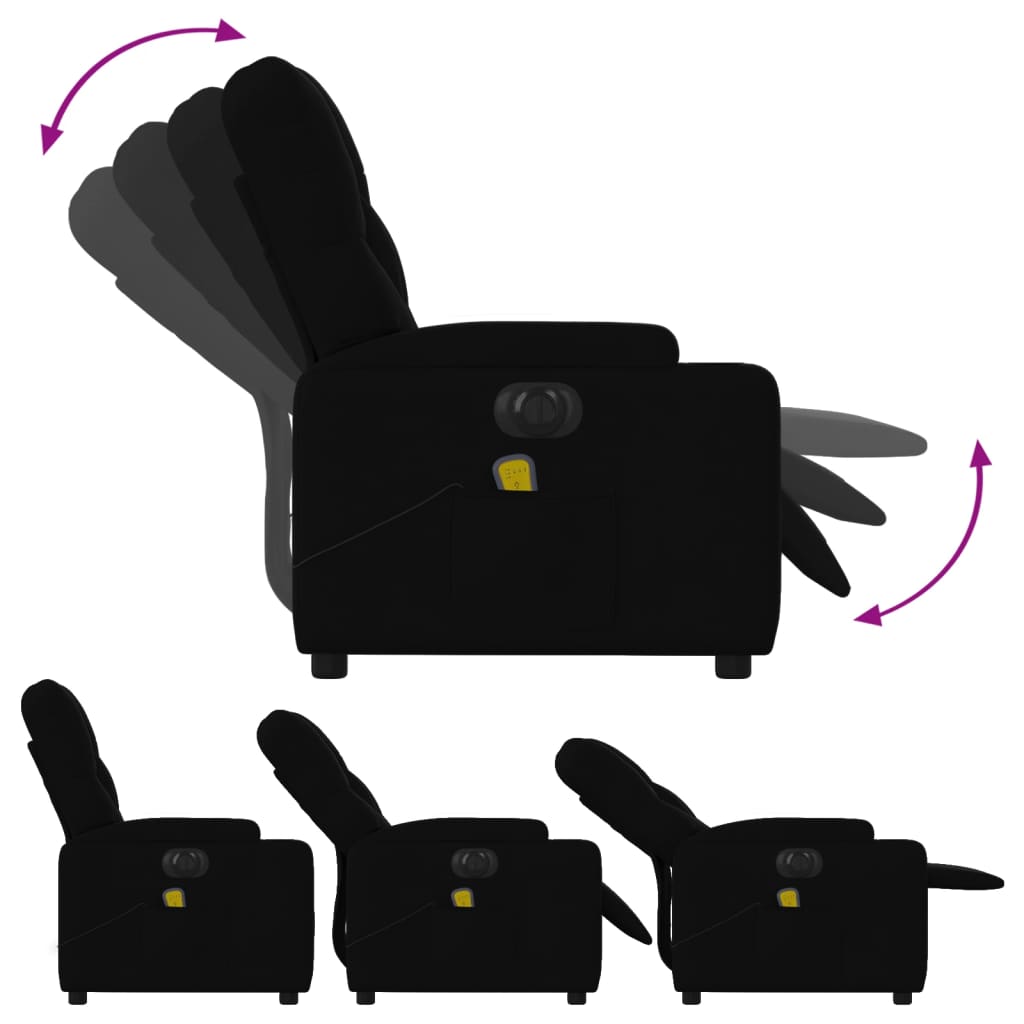 vidaXL Fotoliu electric de masaj rabatabil, negru, textil vidaXL Fotoliu electric de masaj rabatabil, negru, textil