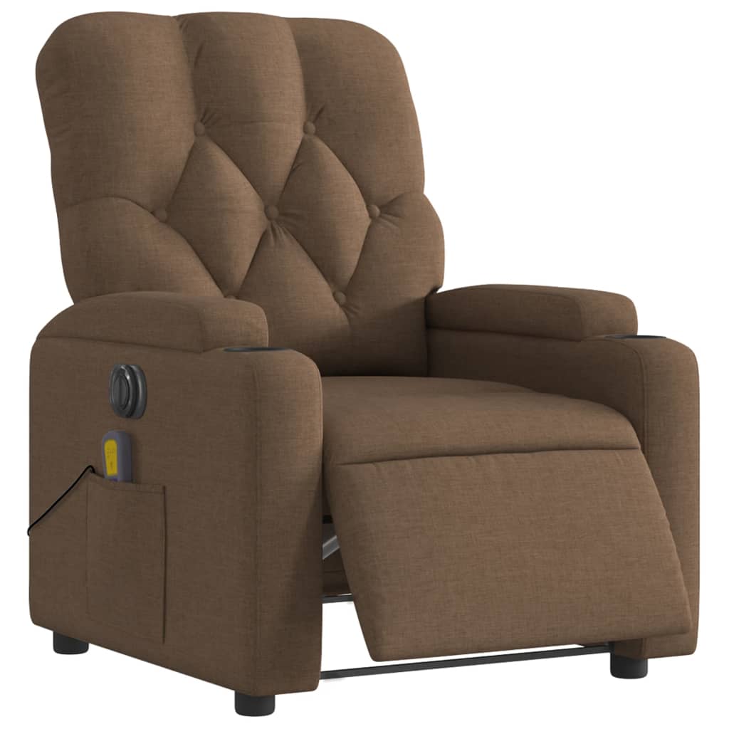 vidaXL Fotoliu electric de masaj rabatabil, maro, textil