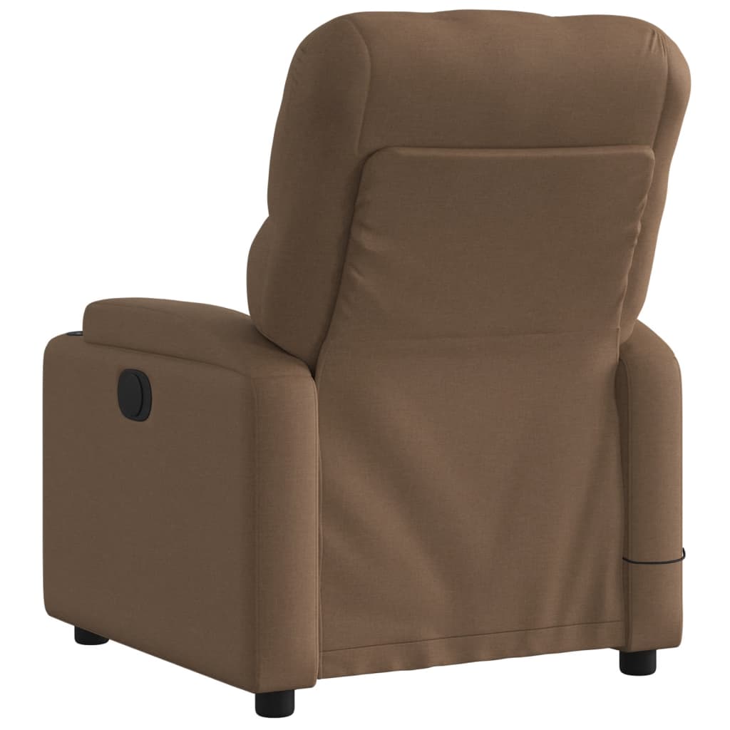 vidaXL Fotoliu electric de masaj rabatabil, maro, textil