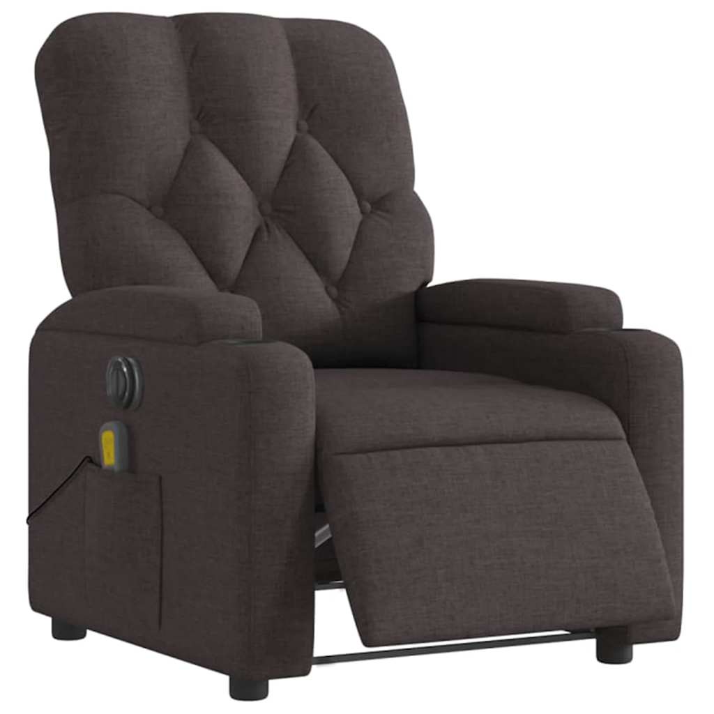 vidaXL Fotoliu electric de masaj rabatabil, maro închis, textil