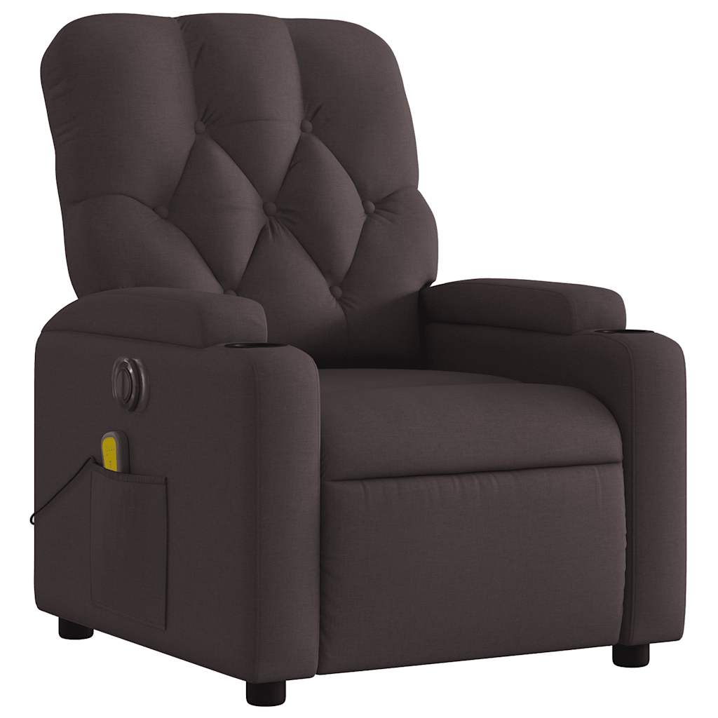 vidaXL Fotoliu electric de masaj rabatabil, maro închis, textil