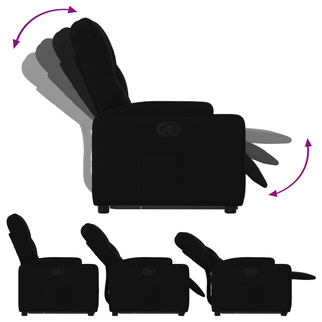 vidaXL Fotoliu rabatabil cu ridicare pe verticală, negru, textil