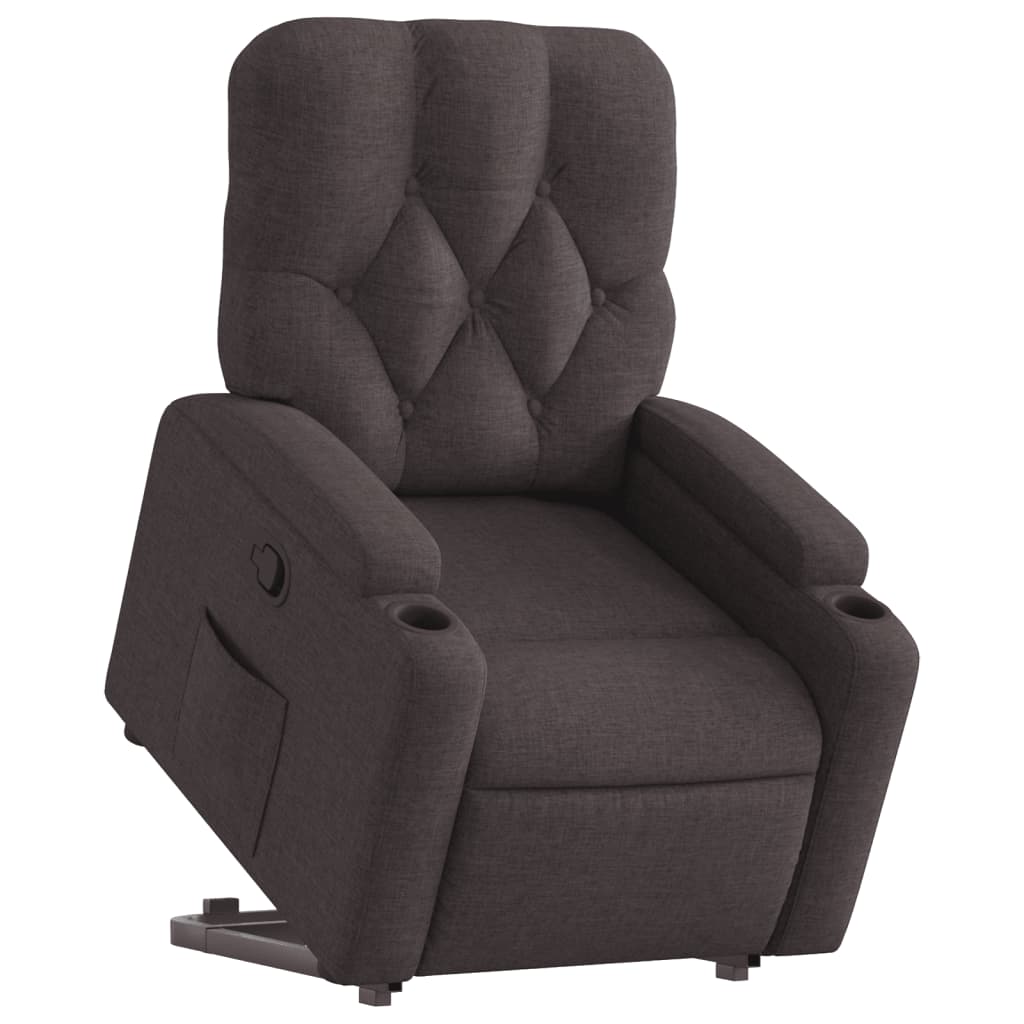 vidaXL Fotoliu rabatabil cu ridicare pe verticală, maro închis, textil