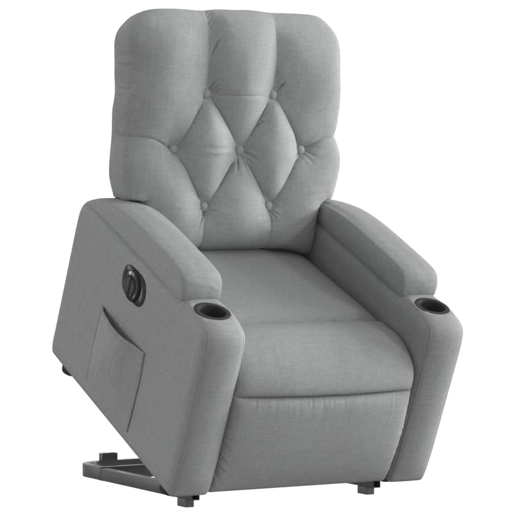 vidaXL Fotoliu electric rabatabil cu ridicare, gri deschis, textil
