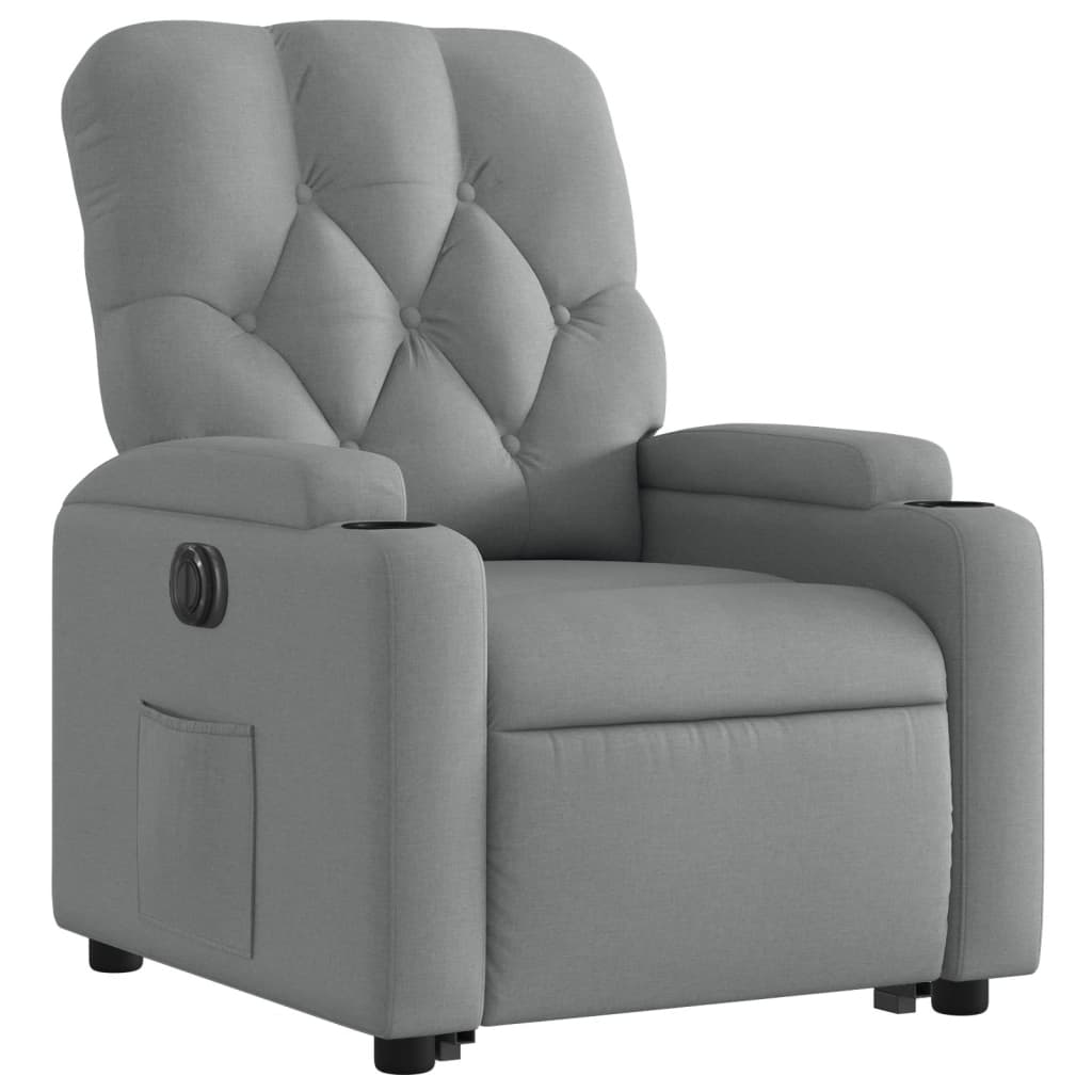vidaXL Fotoliu electric rabatabil cu ridicare, gri deschis, textil