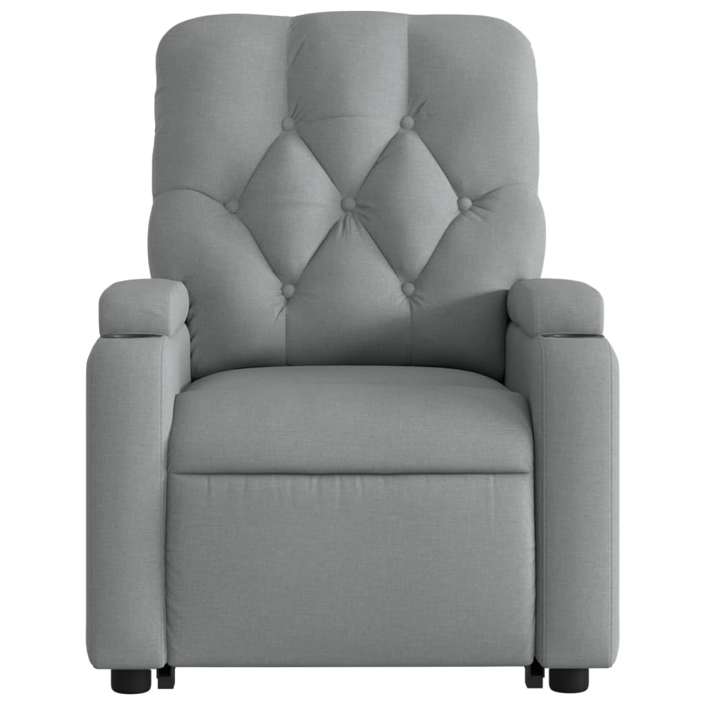 vidaXL Fotoliu electric rabatabil cu ridicare, gri deschis, textil
