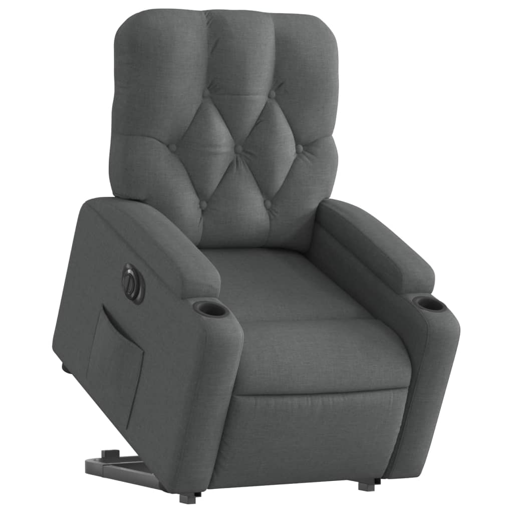 vidaXL Fotoliu electric rabatabil cu ridicare, gri închis, textil