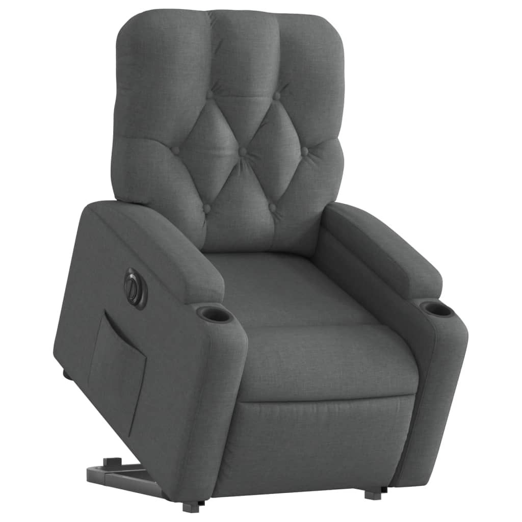 vidaXL Fotoliu electric rabatabil cu ridicare, gri închis, textil