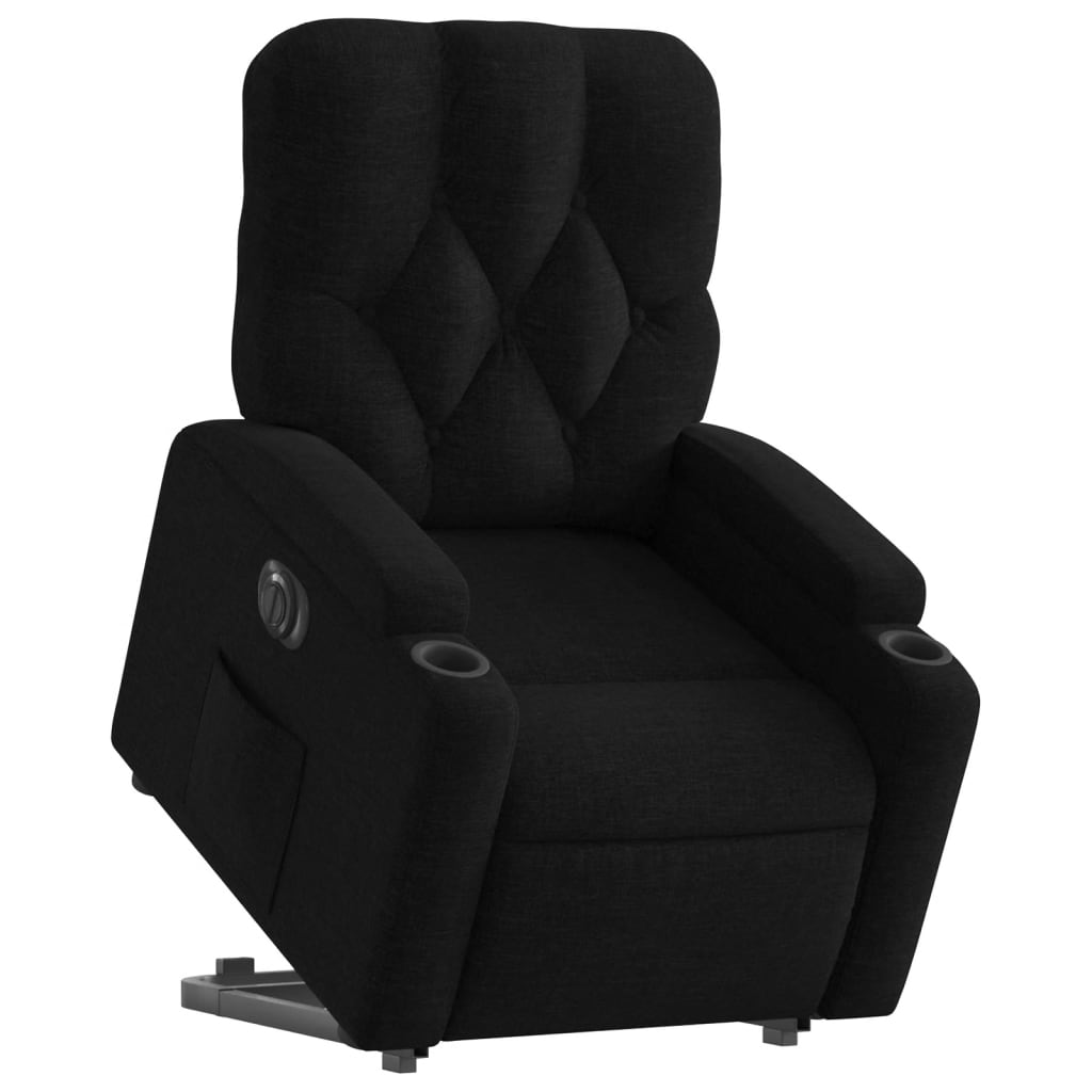 vidaXL Fotoliu electric rabatabil cu ridicare, negru, textil