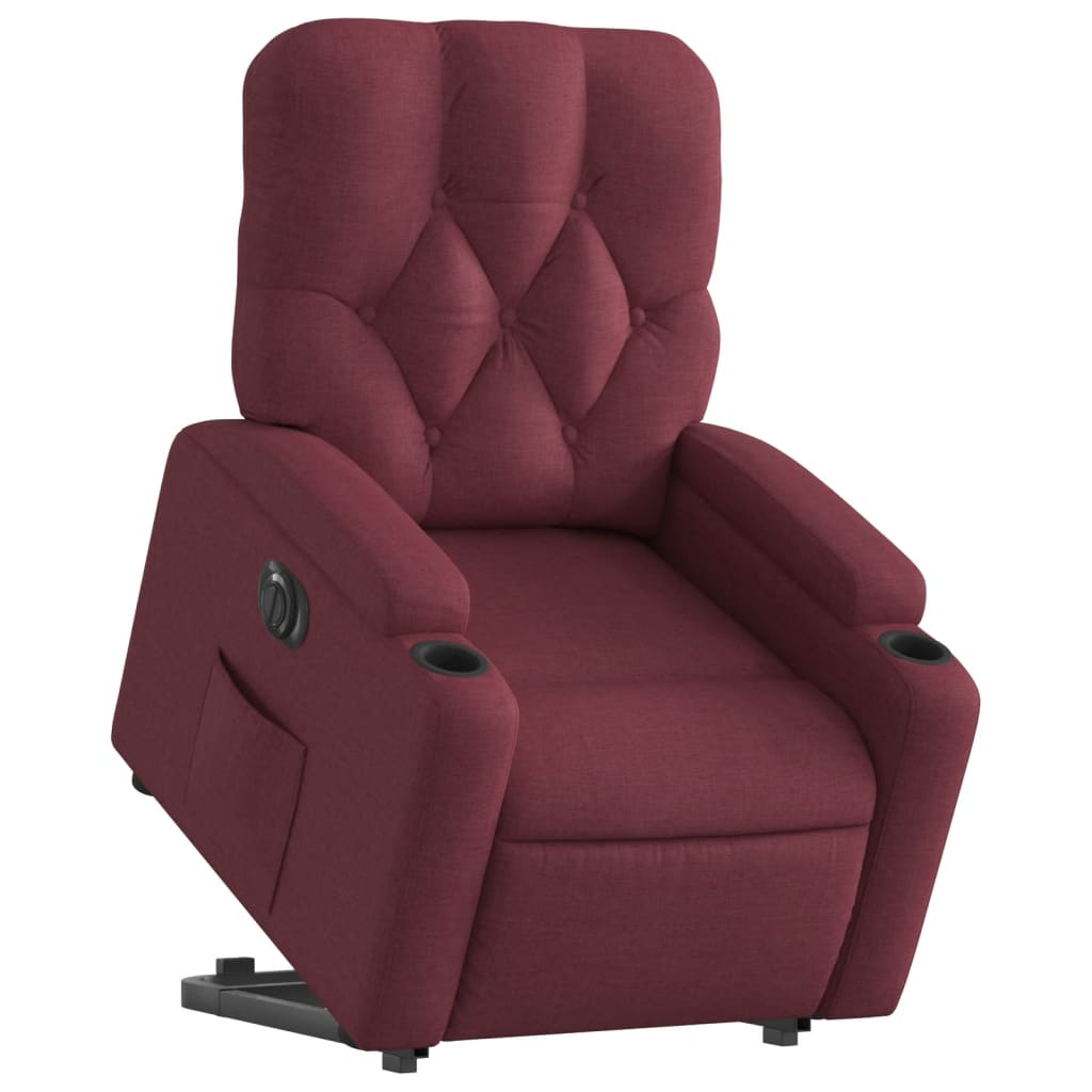 vidaXL Fotoliu electric rabatabil cu ridicare, roșu vin, textil