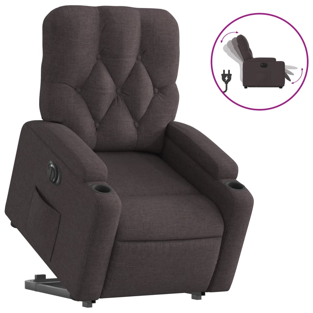 vidaXL Fotoliu electric rabatabil cu ridicare, maro închis, textil