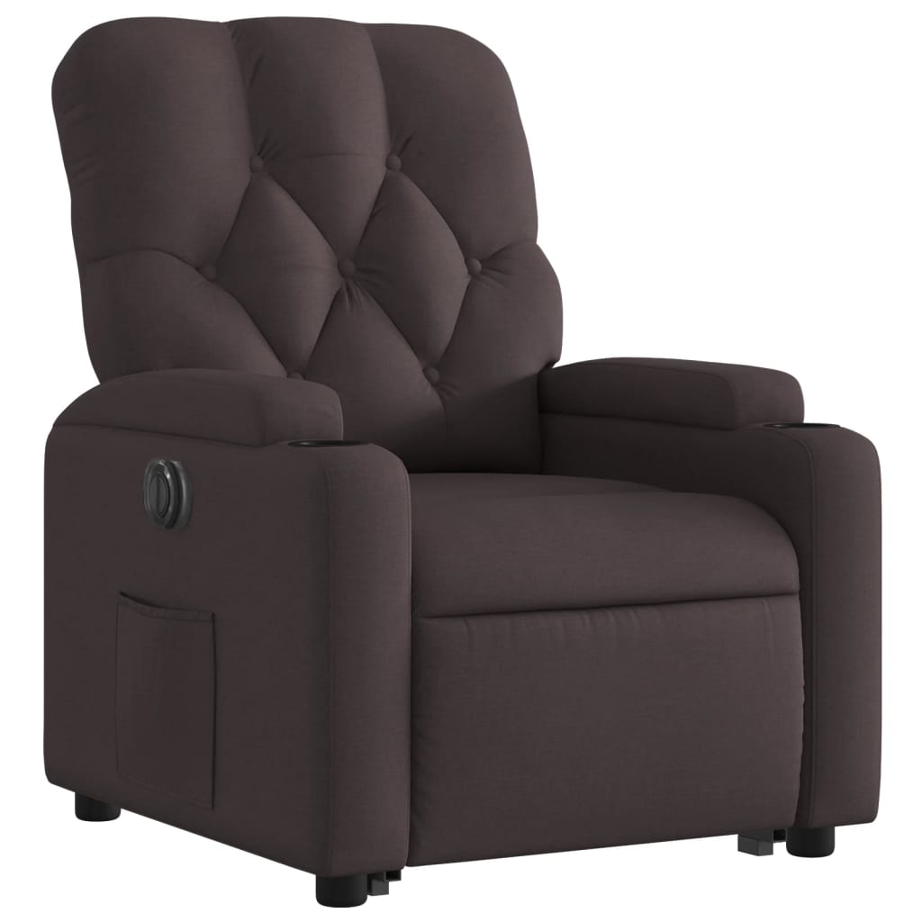 vidaXL Fotoliu electric rabatabil cu ridicare, maro închis, textil